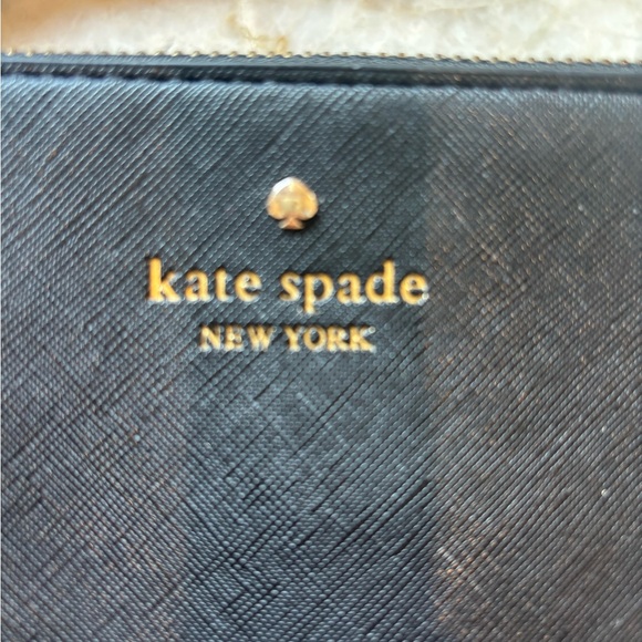 Kate Spade Black Leather Clutch 9'x 5' - Picture 3 of 7